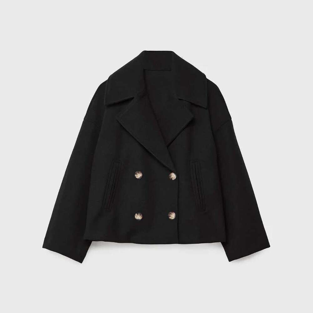 New autumn coat, European and American style, fashionable, simple, versatile, double-breasted women's woolen coat