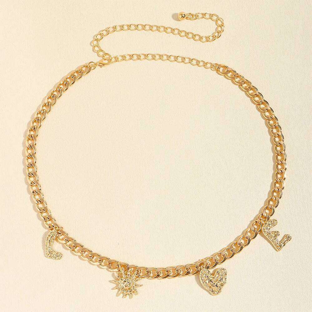 Retro Love Trim Ladies Elegant Stylish Metal Waist Chain Belt X260209