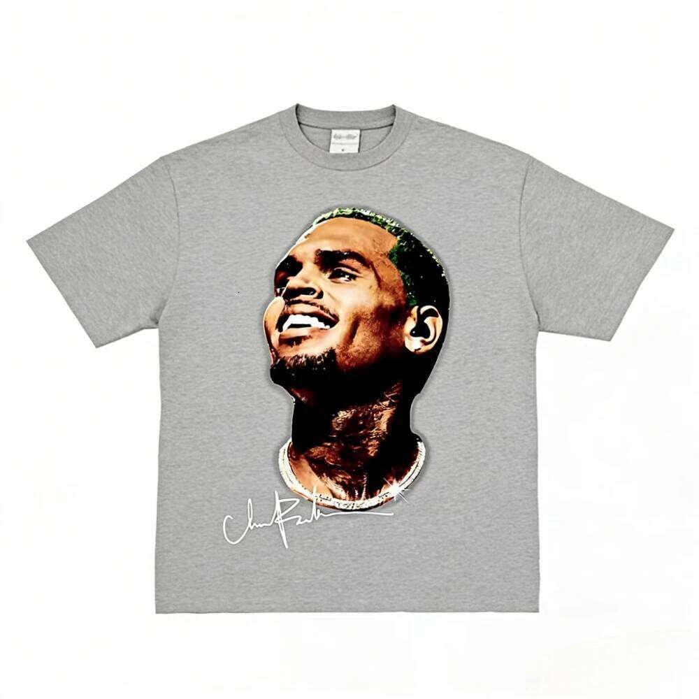 Chris Brown Green Hair Graphic T-Shirt Cotton Trendy R&B Style Unisex Crew Neck Streetwear spring Summer Casual Tees X260209