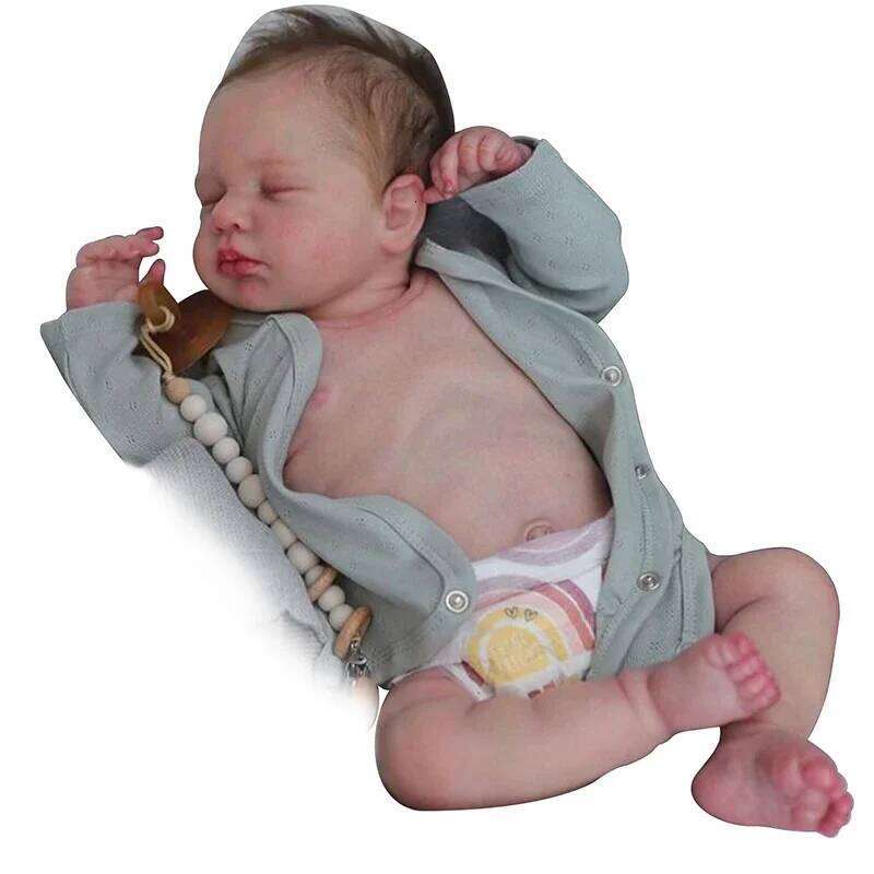 49cm Full Vinyl Girl Body Silicone Reborn Doll Loulou with Hand Rooted Hair 3D Skin High Quality Gift 26H0209