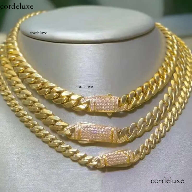 Hip Hop Link Sterling Sier 12mm Necklace Men Moissanite Cuban Chain d8