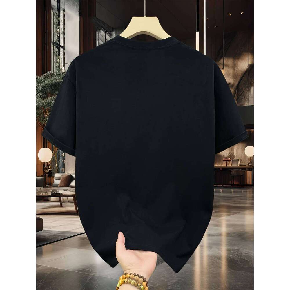 Men's Summer 100% Cotton Fashion Leisure Sports Loose Travel Bear Cartoon Pattern Printed Round Neck Short Sleeve T-shirt Top X260209