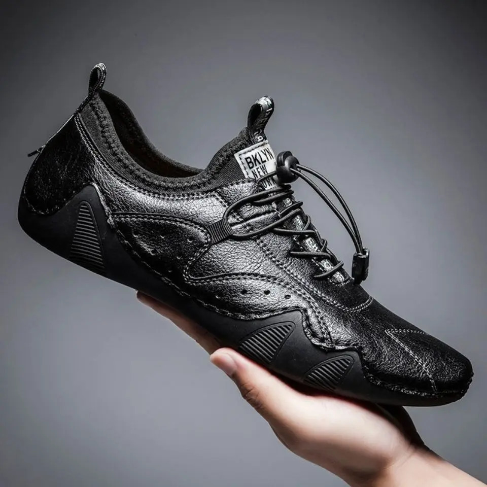 2023 Leather Casual Shoes Men Sneakers Flat Comfortable Handmade Fashion Loafers High Quality Footwear 260126