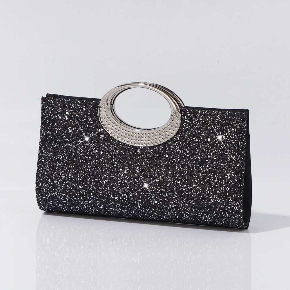 Hot-Selling Evening Bag European And American Retro Large Round Ring Handbag High-End Textured Sequin Fashion Trend Clutch