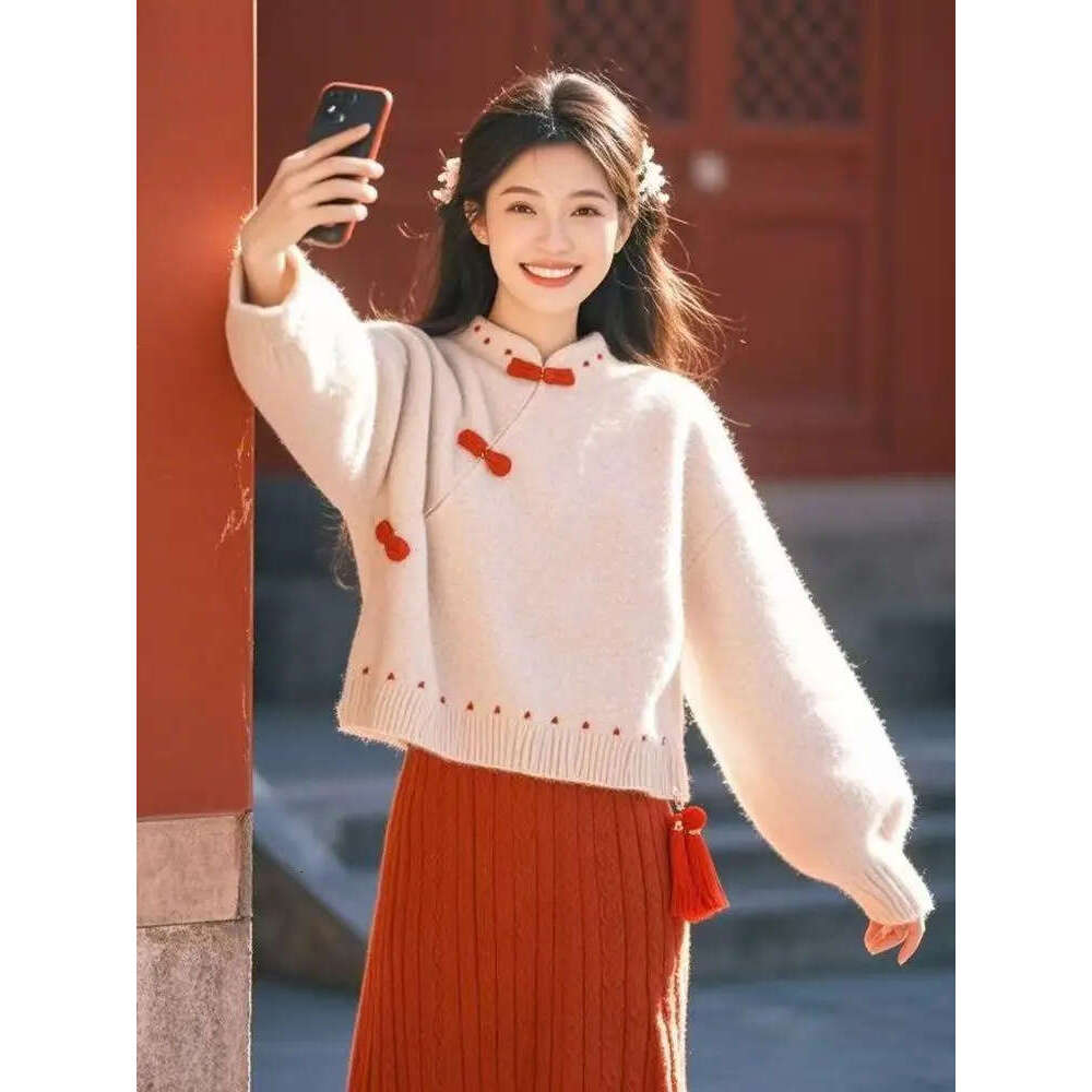 Mardi Hefxessdr New Chinese Style Disc Buckle Stand Collar Qipao Thicken Warm Winter Fashionable Top Vintage Literature Art Zen Hoody