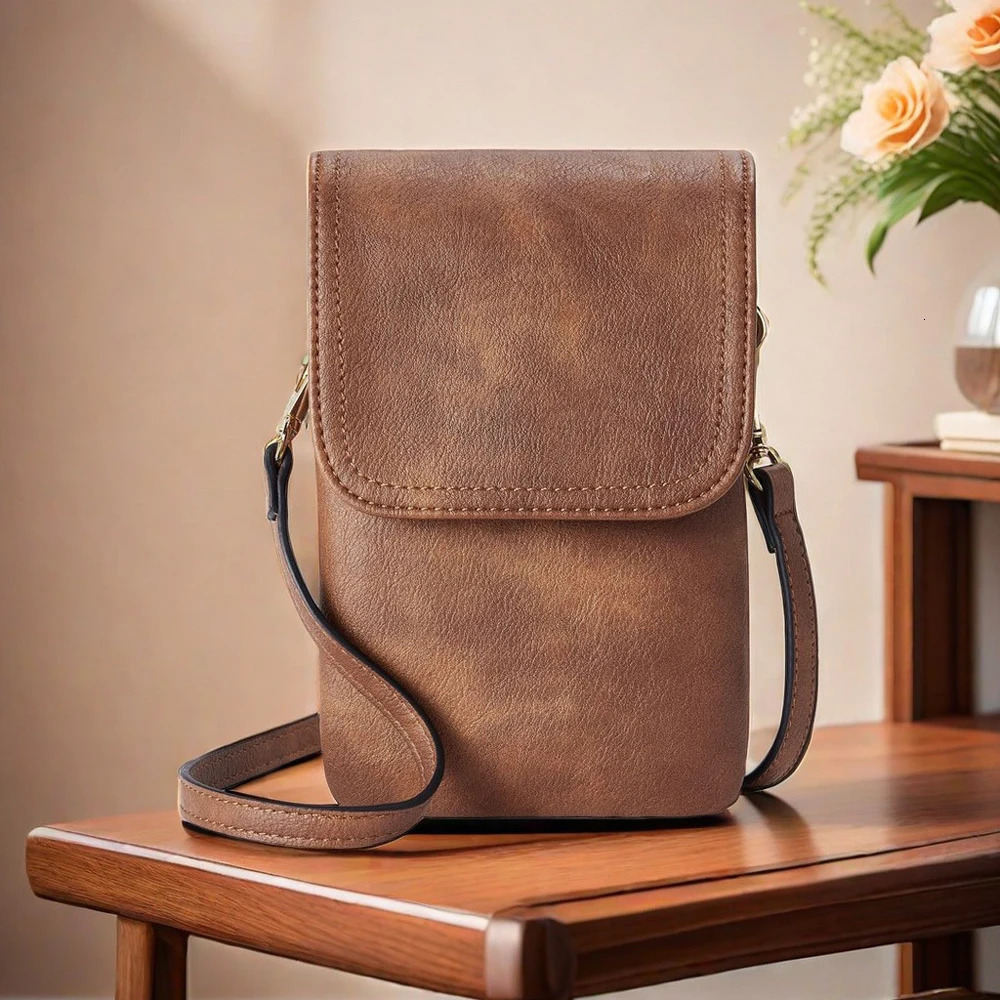Fashionable and minimalist PU leather womens crossbody bag mobile phone change small single shoulder c 260208