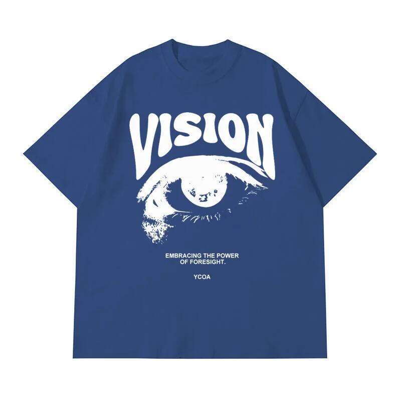 Men's T-Shirt Oversized 100% Cotton Eye Graphic Korean Summer Y2k Tops Tees Streetwear Harajuku Short Sleeve Aesthetic Clothing X260209