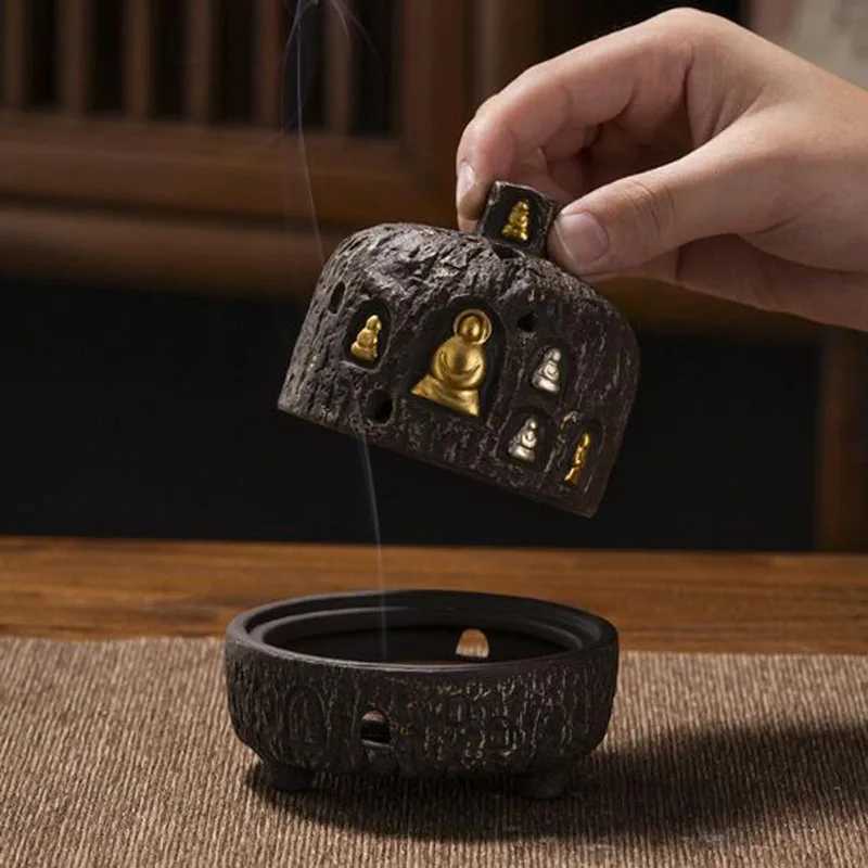 Retro Aromatherapy Burner Chan Dunhuang Coil Incense Holder Creative Art Decoration Fragrance Censer Tea House Ornaments C260209