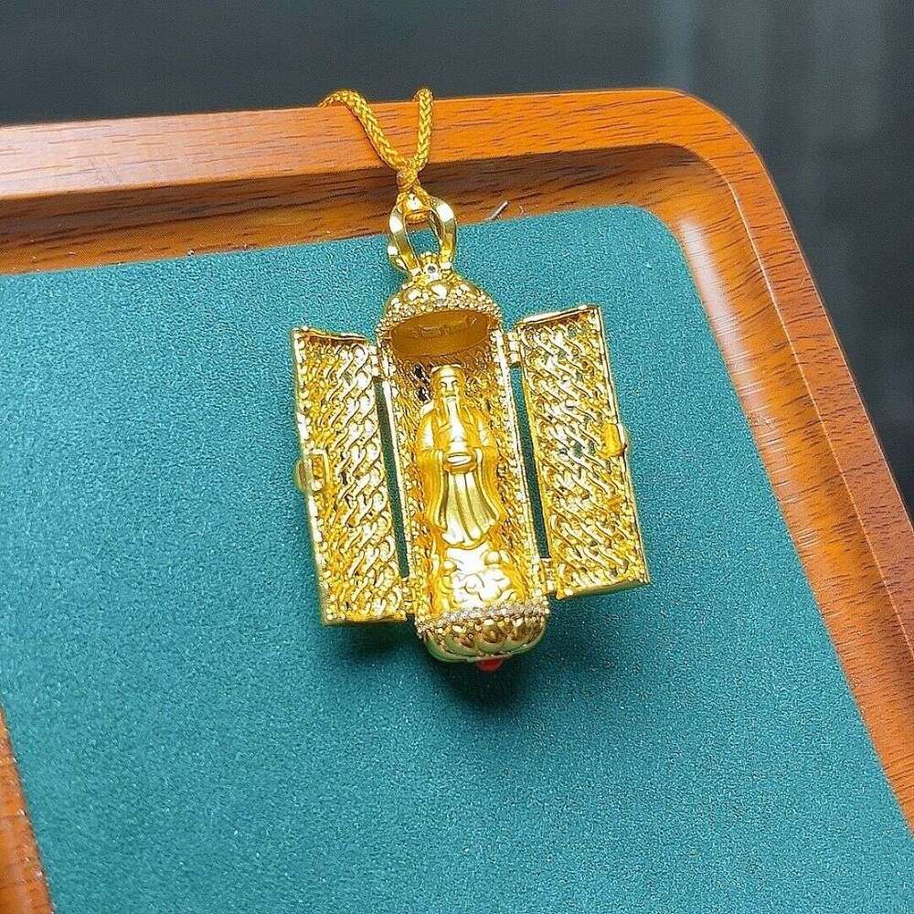 Fortune God New Chinese Wealth-Attracting Necklace, Inlaid With Diamonds, Openable Portable Ancient Pendant, Niche National Style