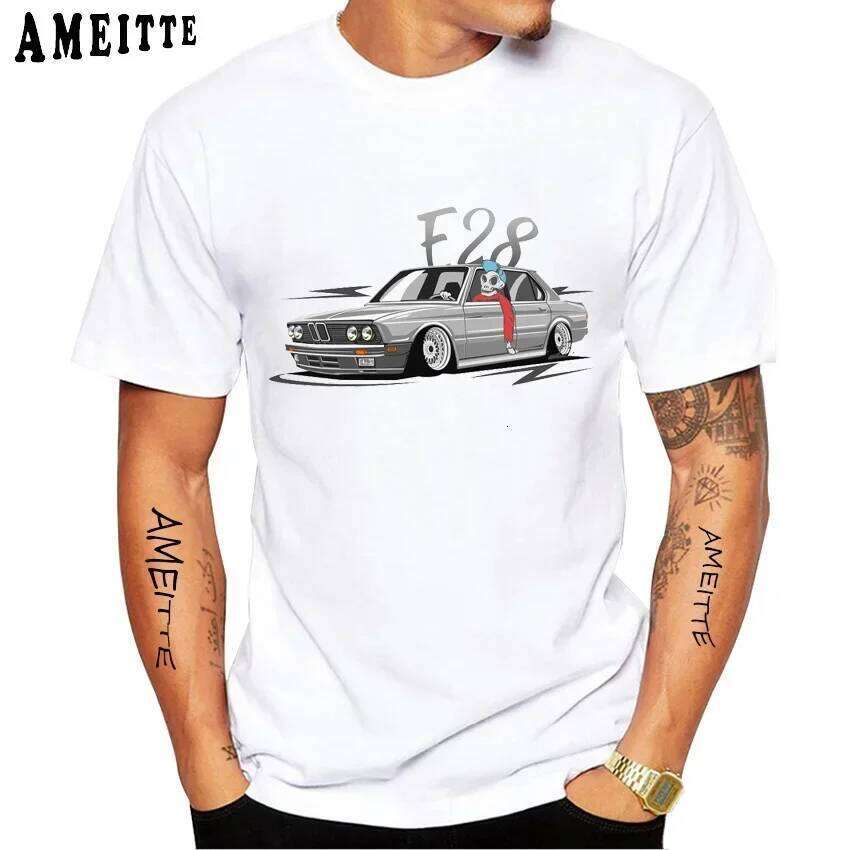 Vintage Skull Drive German E28 M5 E30 E36 E90 E46 Car Premium T-Shirt New Summer Men Short Sleeve Hip Hop Boy Casual White Tees X260209