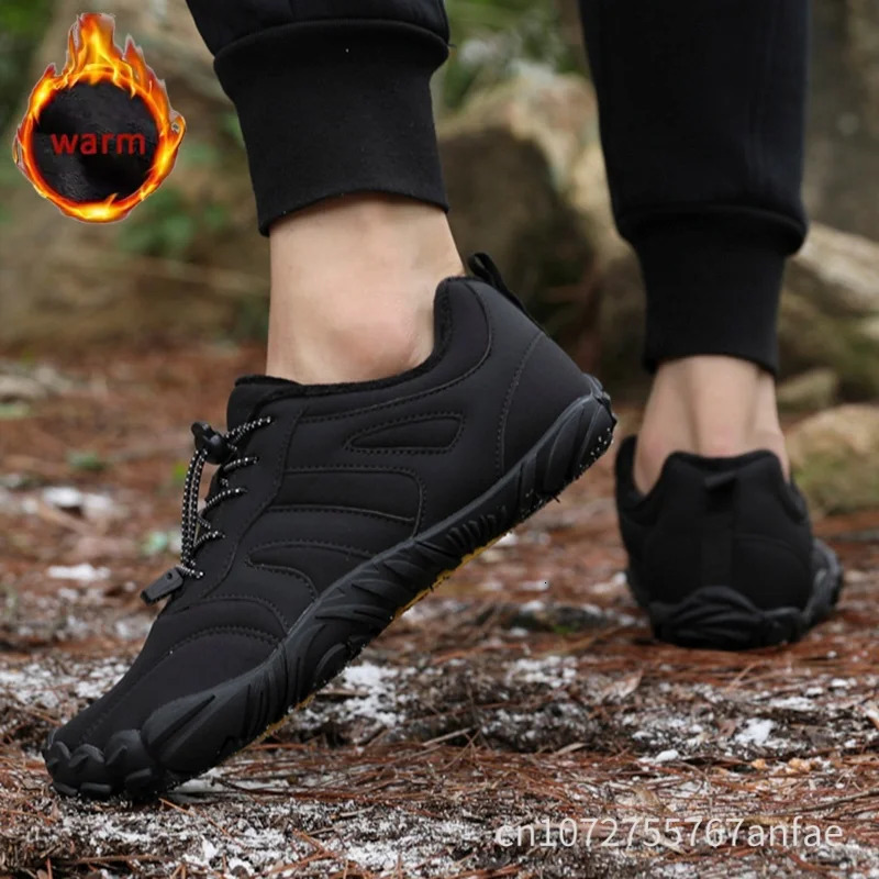 Mens Winter Warm Barefoot Shoes Waterproof Wide Toe Non-Slip Rubber Sole Plush Lined Hiking Shoes Outdoor Sneakers Running Shoe260128