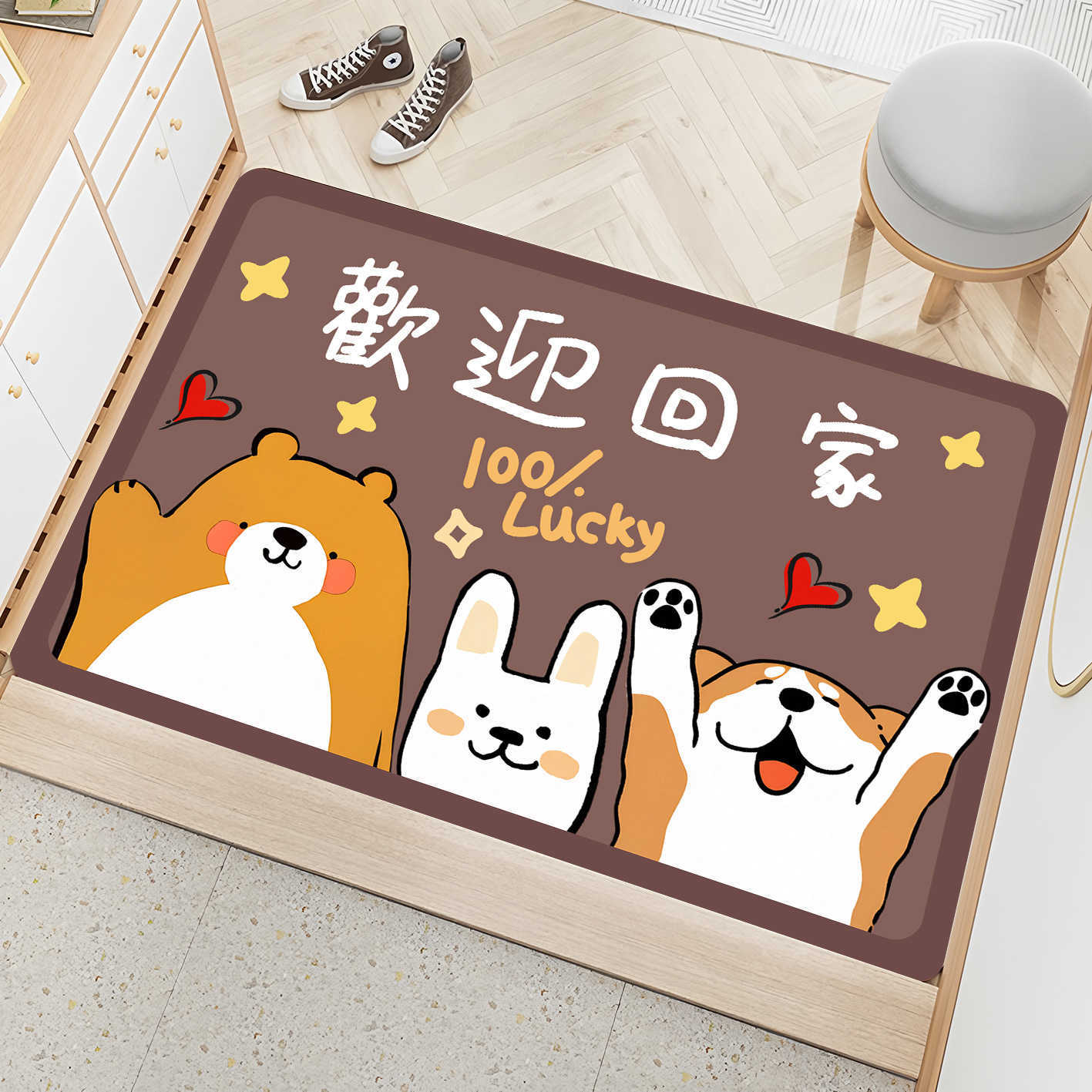 2025 Cute Cartoon New Entryway Doormat Carpet for Home Use Bathroom Non-Slip and Dirt-Resistant Diatomite Soft Mat S260207