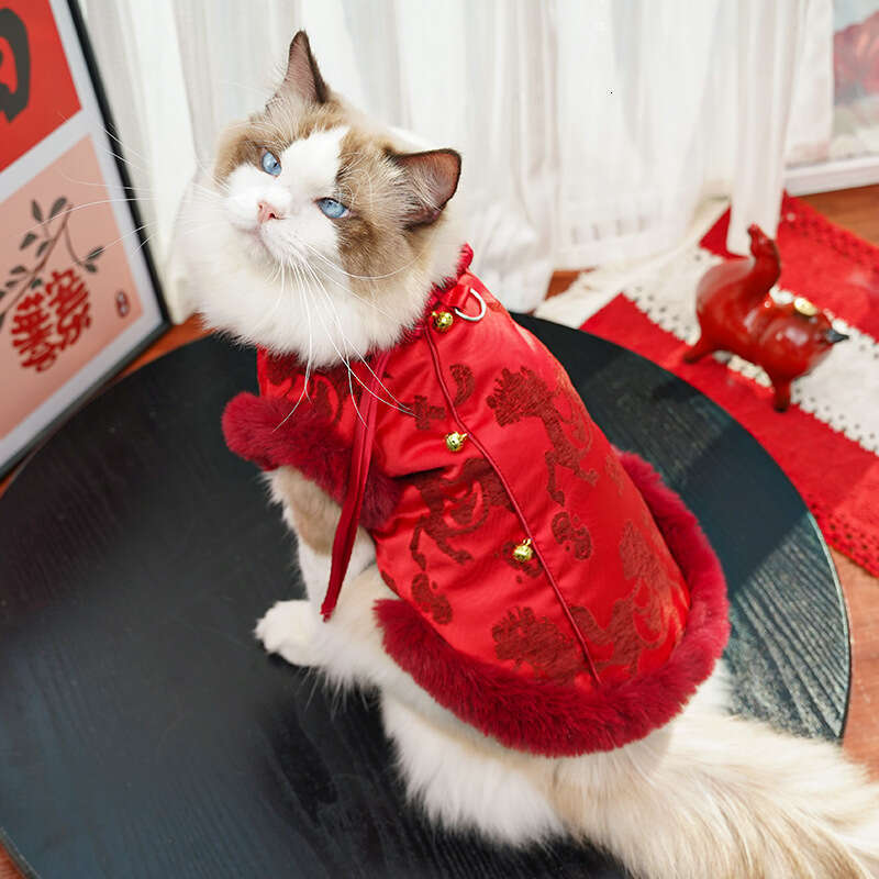 Year Of The Horse New Chinese Style Hairless Pet Fleece Dog Cat Autumn Winter Clothing Accessories Wholesale clothes