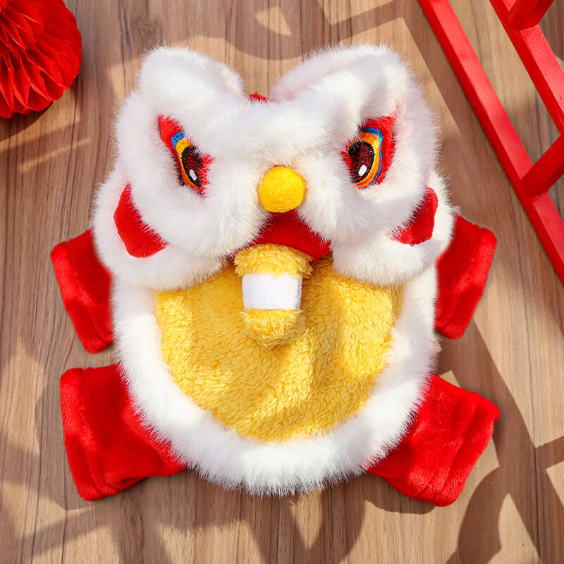 Pet Lion Dance Transformation Costume Embroidered Cat New Year Clothes Autumn Winter Supplies Bichon Teddy Dog Cute