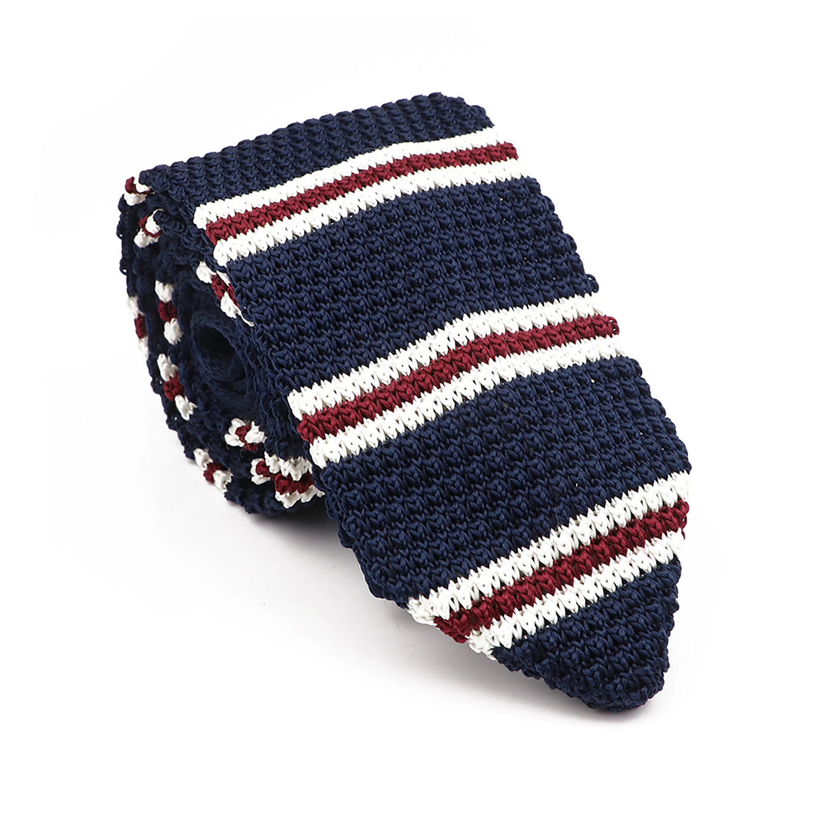 Mens Knitted Ties Classic Striped Skinny Necktie For Business Wedding Party British Style Necktie Winter Neck Wear Accessory 260208
