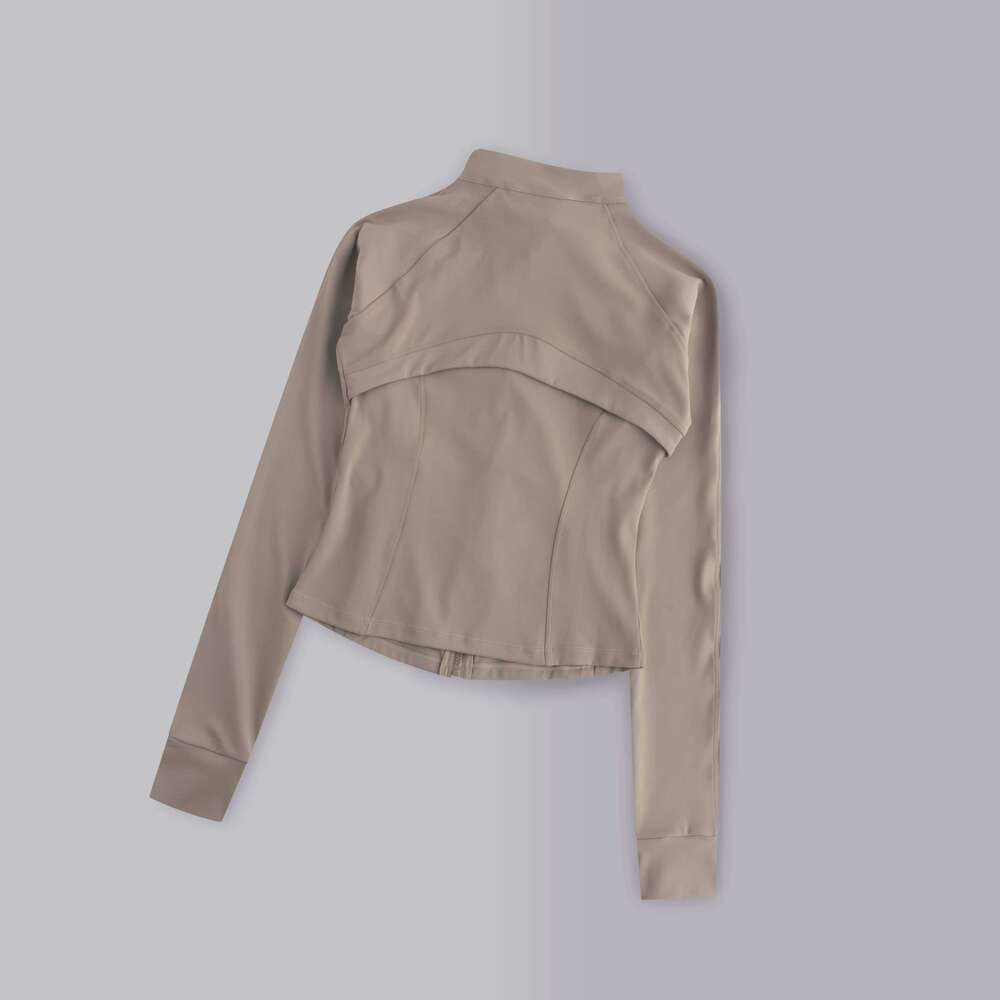 Gym Women's Full Zipper Yoga With Thumbholes Fitness Running Stretch Fit Long Sleeve Round Neck Top Sportswear 26Y0209