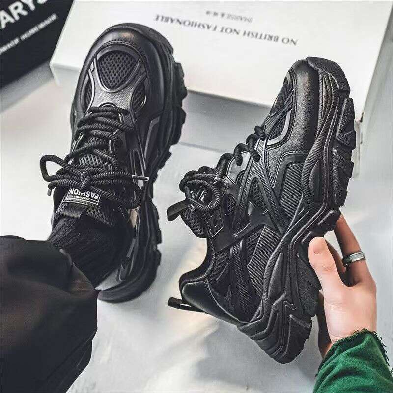 Men's 2025 New Winter Breathable Mesh Casual Thick Sole Non-Slip Versatile White Height-Increasing Sports Dad Trendy Shoes