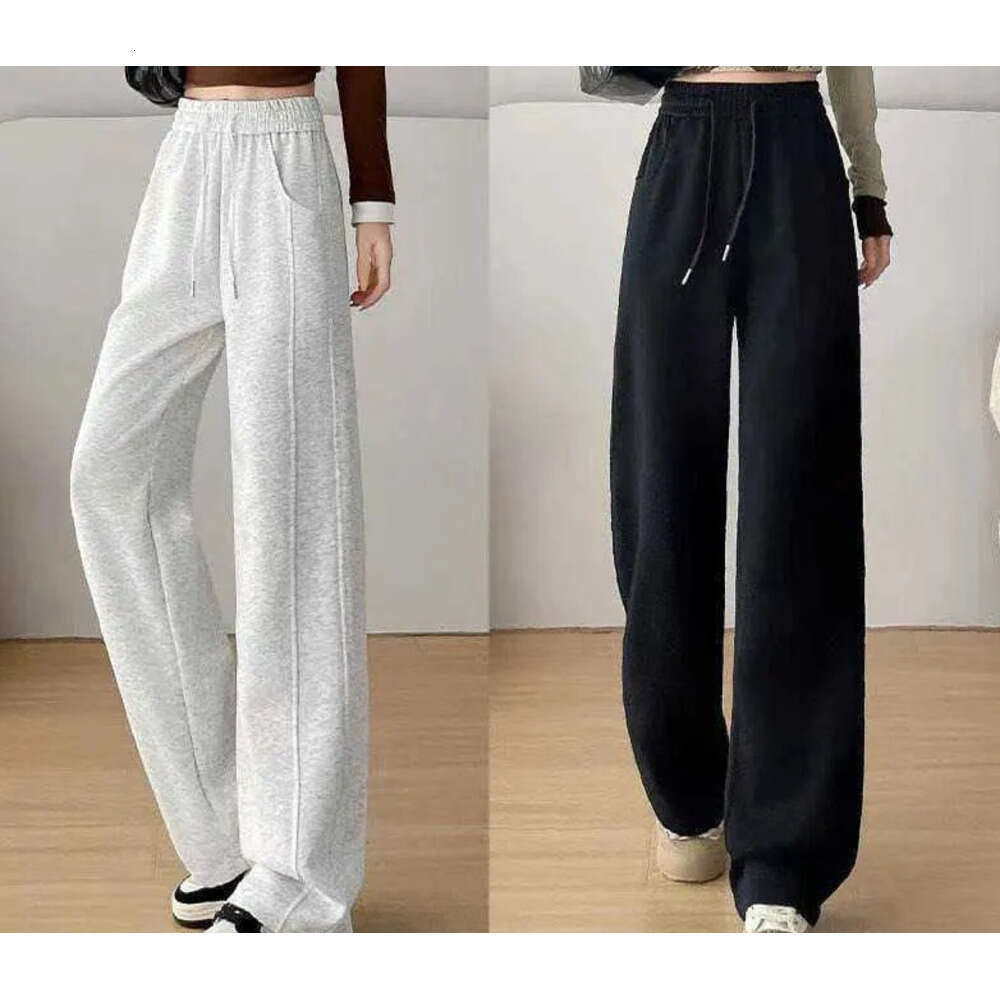 Womens Pants Extended Tall White Gray Sweatpants Women Spring Autumn Banana Plus Velvet Wideleg Winter Casual S905 H260209