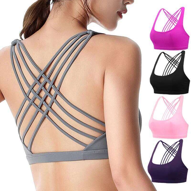 New Fitness Sports Bra for Women Push Up Cross Shockproof Running Gym Training Workout Yoga Underwear Crop Tops 26Y0208