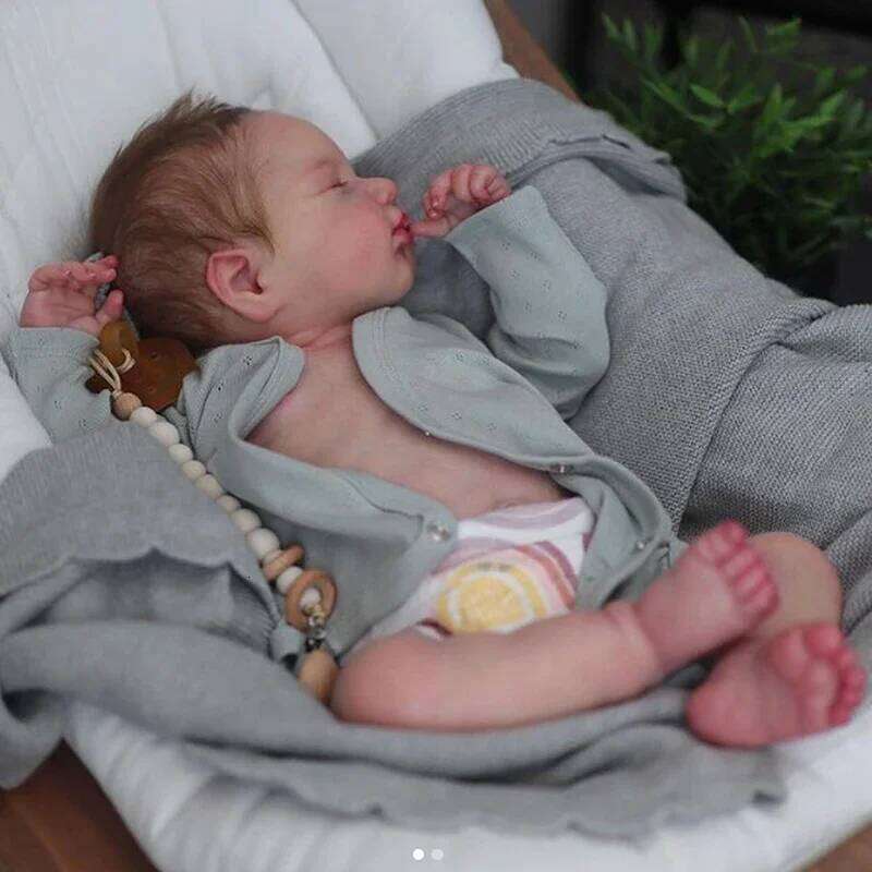 49cm Full Vinyl Girl Body Silicone Reborn Doll Loulou with Hand Rooted Hair 3D Skin High Quality Gift 26H0209