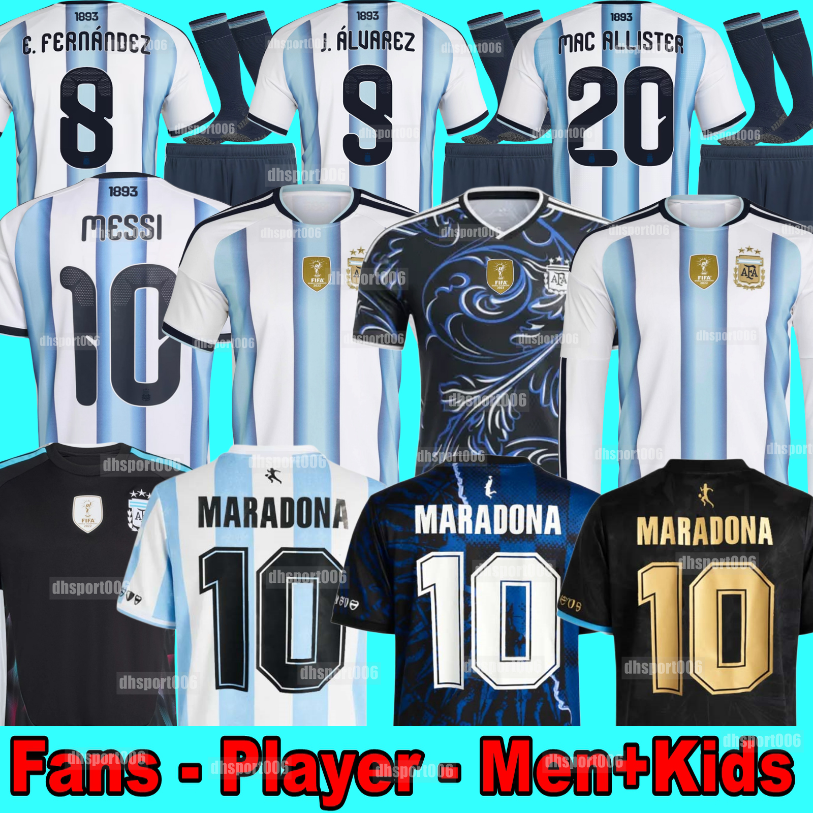 Maradona Comma Jersey Argentinas jersey 2026 World Cup Special Edition messi Long sleeves kit soccer Jerseys GARNACHO DE PAUL Football Shirts DI Maria Kids r