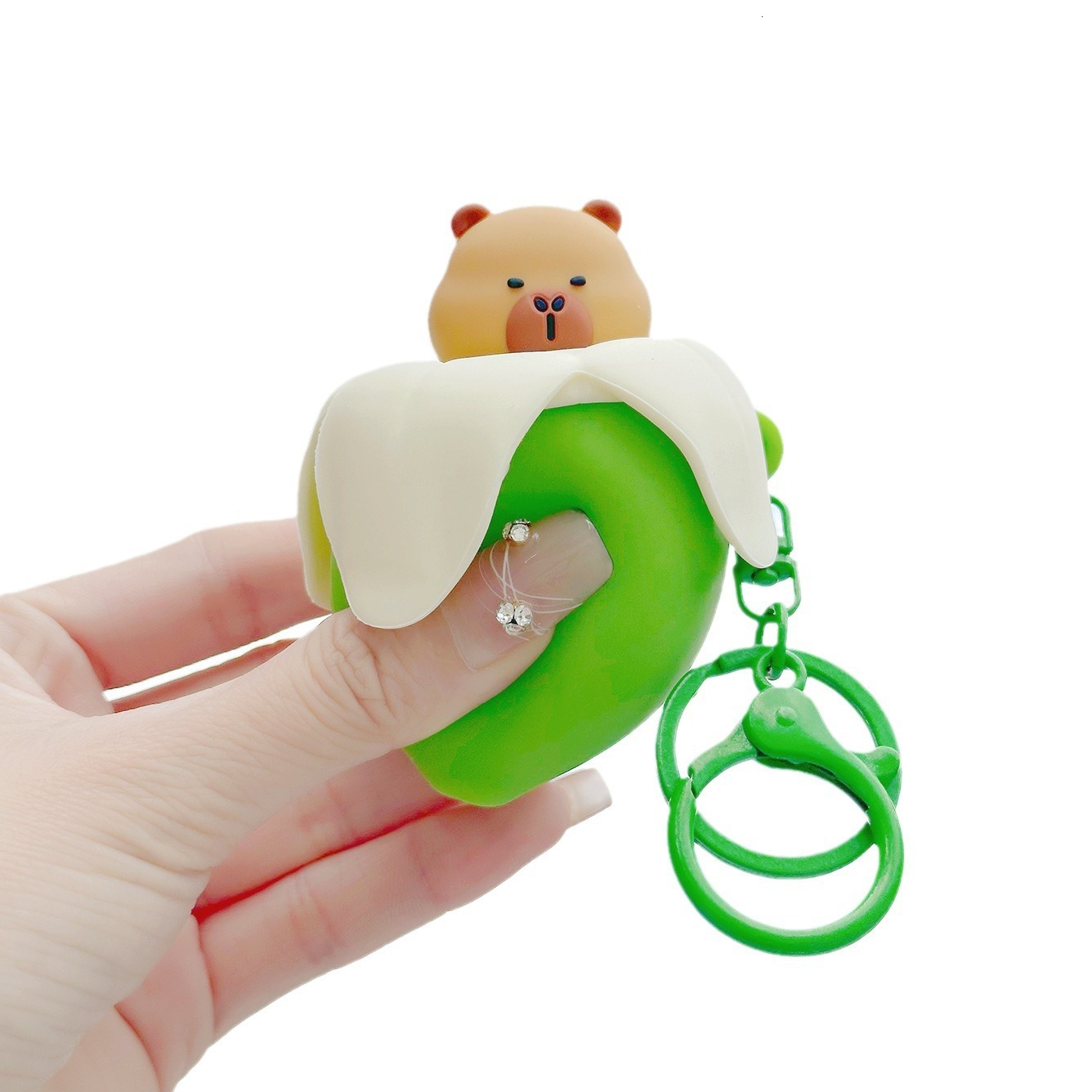 Squishy Cute Banana Capybara Pendant Fun Stress Relief Capybara Bag Charm Car Keychain