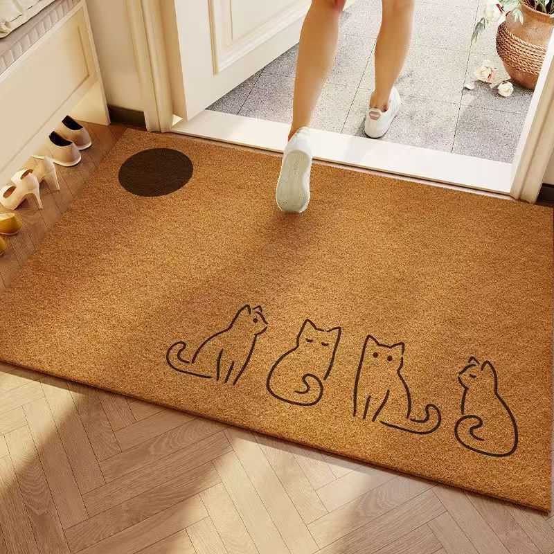 Cartoon-style household faux coconut palm floor mat for the entrance doorway non-slip dirt-resistant wear-resistant foot mat S260207