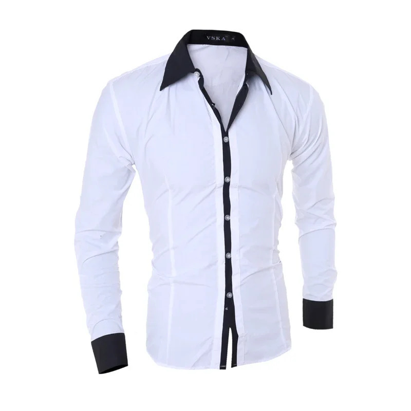 Mens Stripes Shirts Long Sleeved Slim White Social Shirts Casual Male Clothes Business Camisa Masculina Chemise christmas shirt 260208