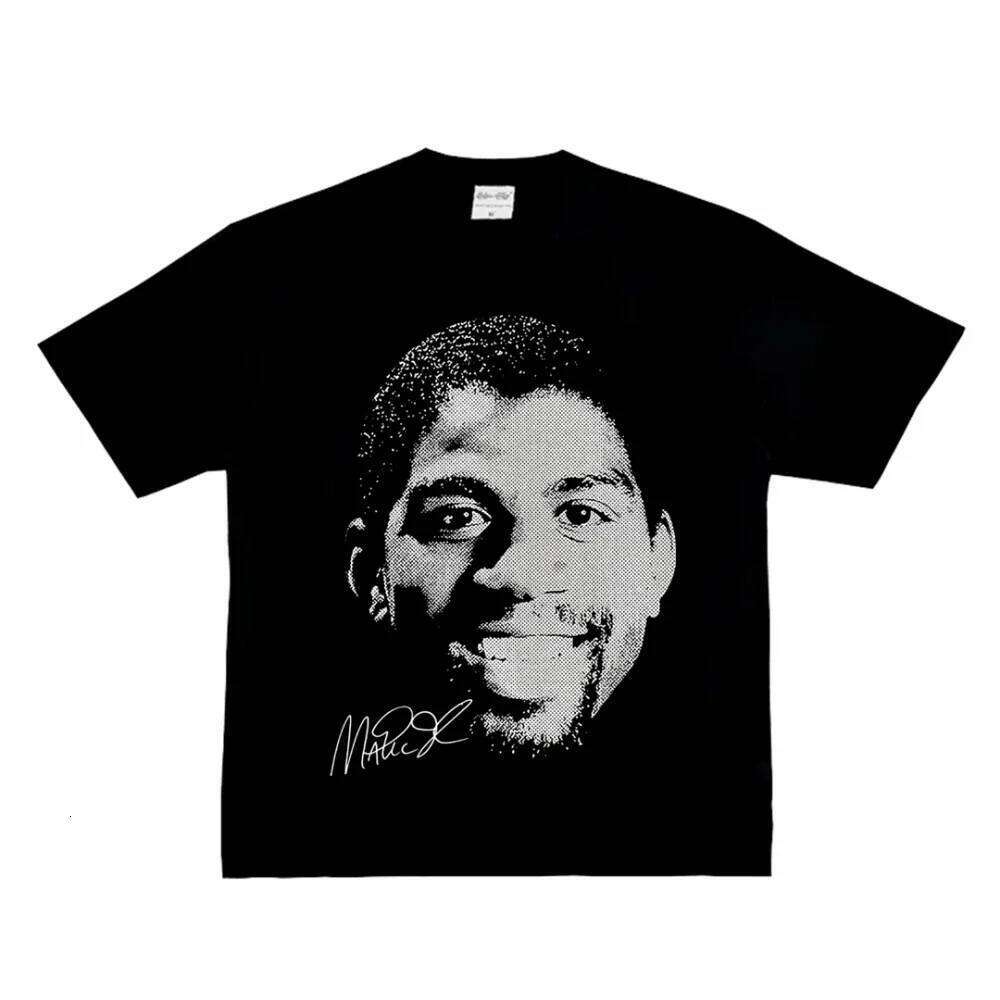 Fashion Men Women's T-shirt Basketball Star American Big Head Print Short Sleeve Cotton T-Shirt Loose Street Wear Tops Clothing X260209