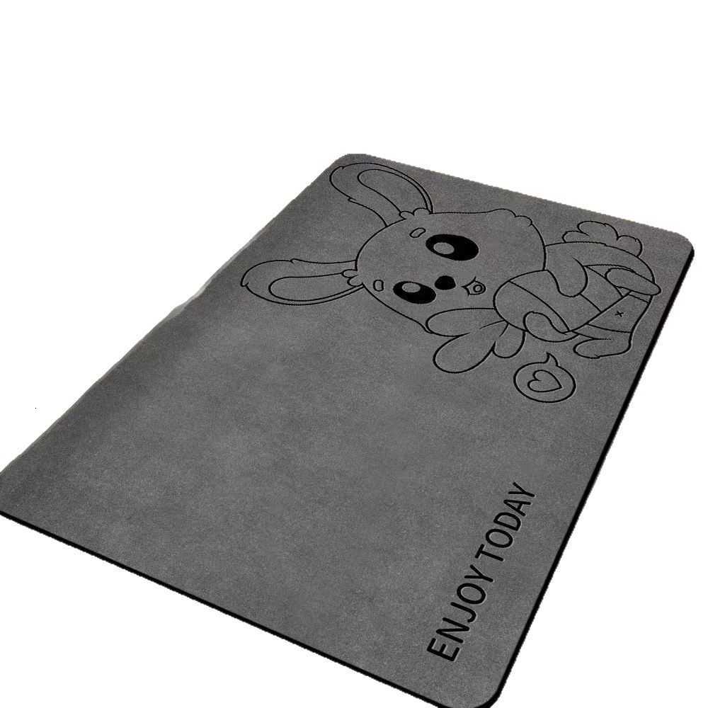 Thickened diatomite bathroom rug with printed design foldable and absorbent floor mat for bathroom and restroom entrance S260207