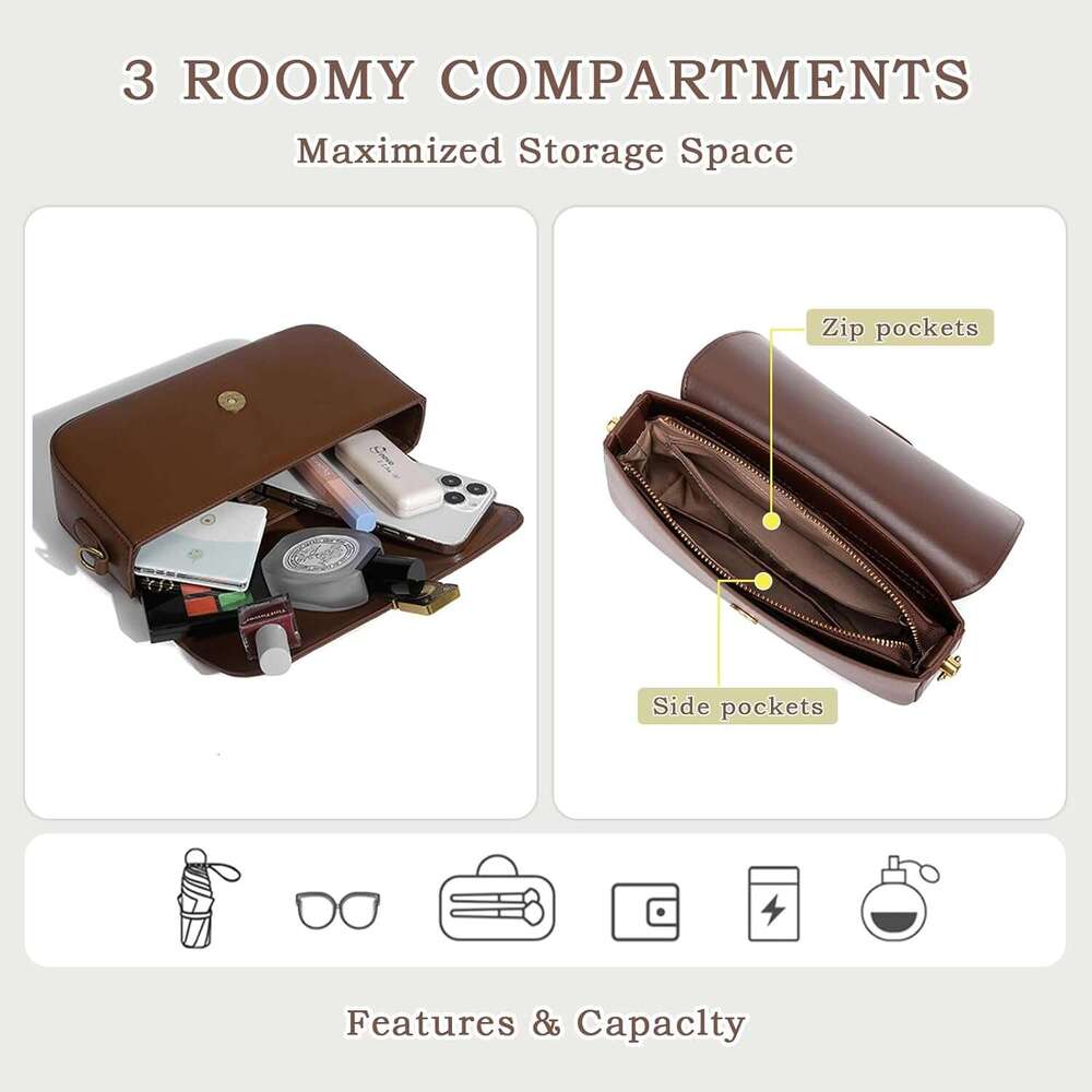 Soft Leather Crossbody For Women Top Handle Bag Removable Shoulder Straps