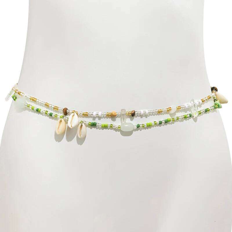 Bohemia Hand-woven Beaded Waist Beads Women's Fashion Simulation Shell Irregular Stone Belly Sexy Body Chain Jewelry Gift X260209