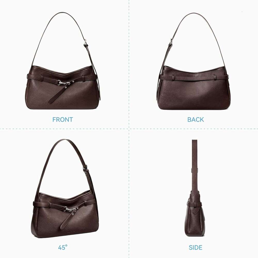 Medium Vegan Leather Shoulder Handbag Women Vintage Lightweight Hobo Purse With Adjustable Wide Strap For Work