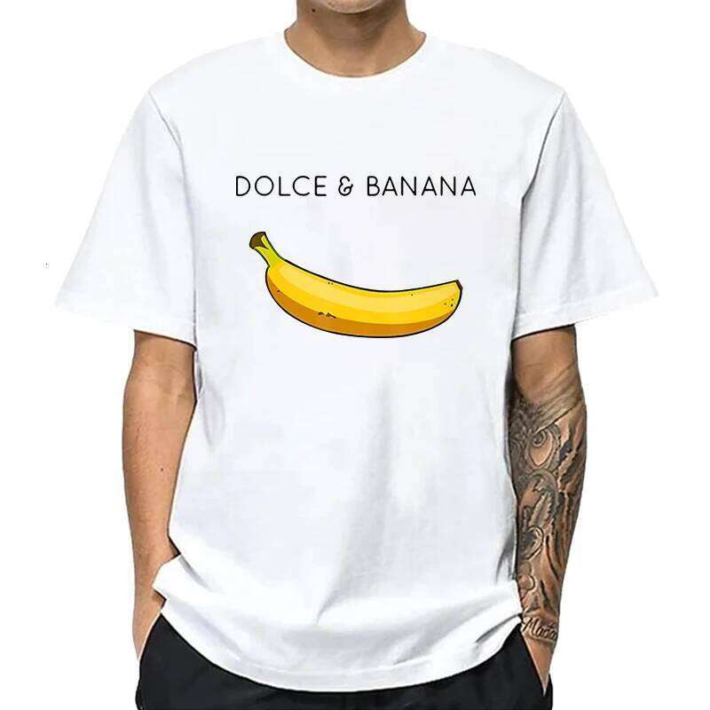 Summer Men's High Quality 100%Cotton Funny Banana Printing Loose O-neck Men Short Sleeve Casual For Male T-shirt Top Tee X260209