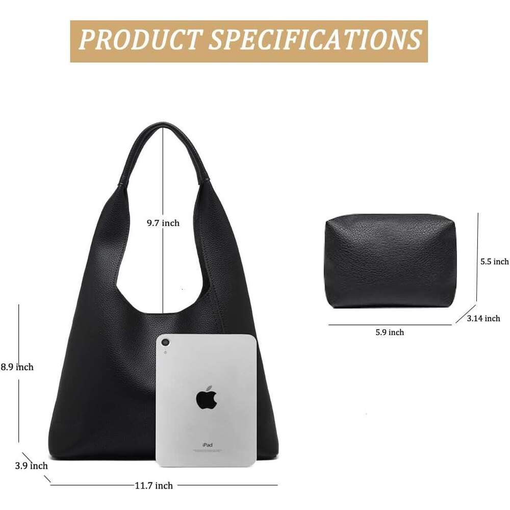 Slouchy Hobo Tote Bags For Women Retro PU Leather Shoulder Handbag Purse Large Capacity Pcs