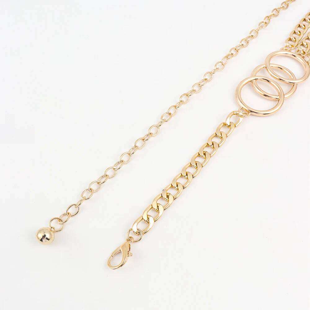 Sexy women's Three layers of metal chain personality circle hollow waist decorated with elegant banquet accessories X260209