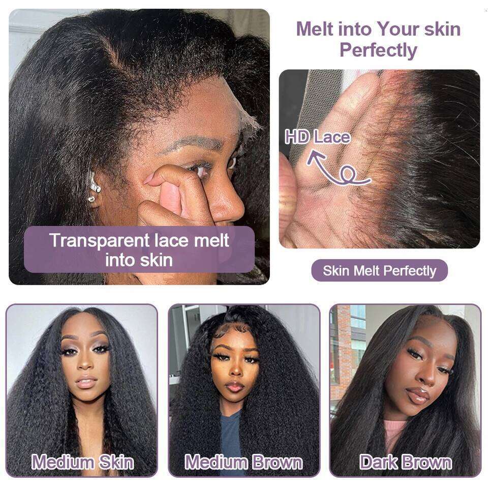Kinky Straight Black Hman 13X6 HD Lace Frontal Edges Curly Afro Yaki Short Bob Hair Glueless Wigs 4X4 7X5 Closure VMS