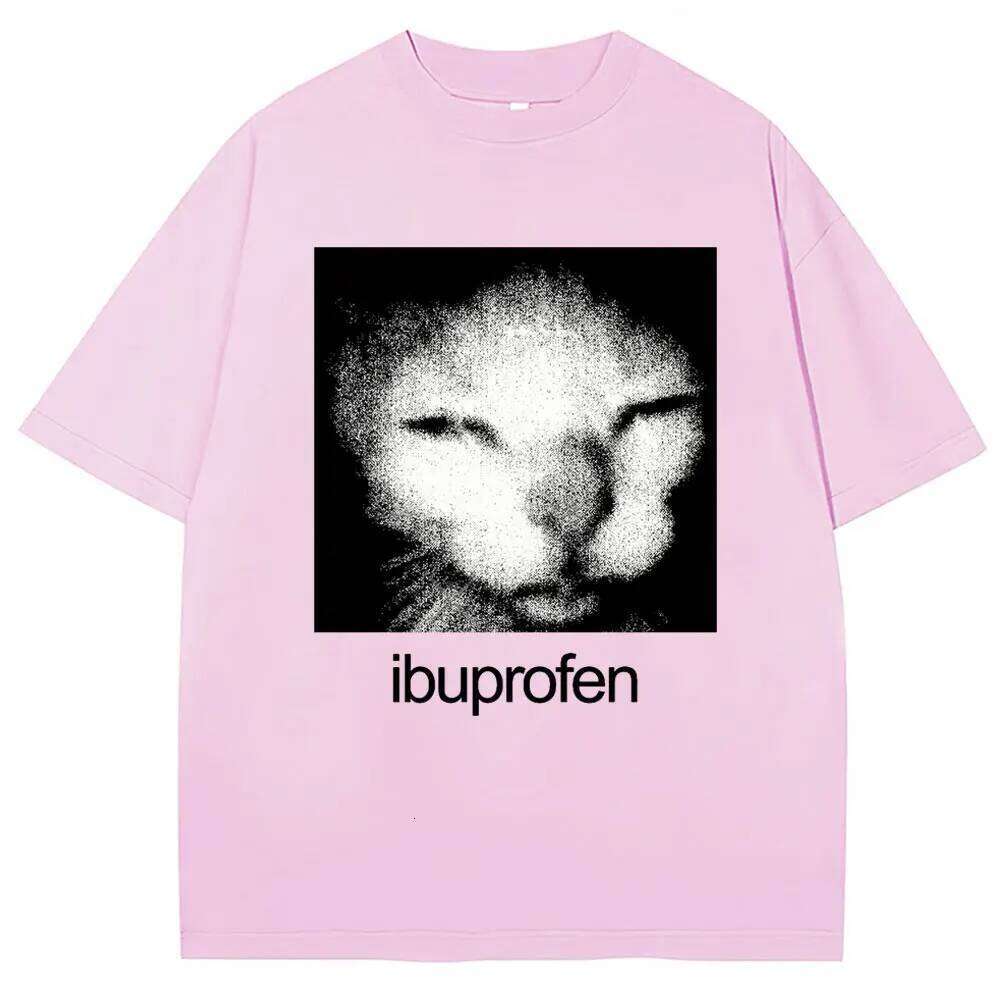 Vintage Funny Ibuprofen Cat Meme Graphic Short Sleeve Casual Fashion Harajuku Kawaii T-shirt Y2K Clothing X260209