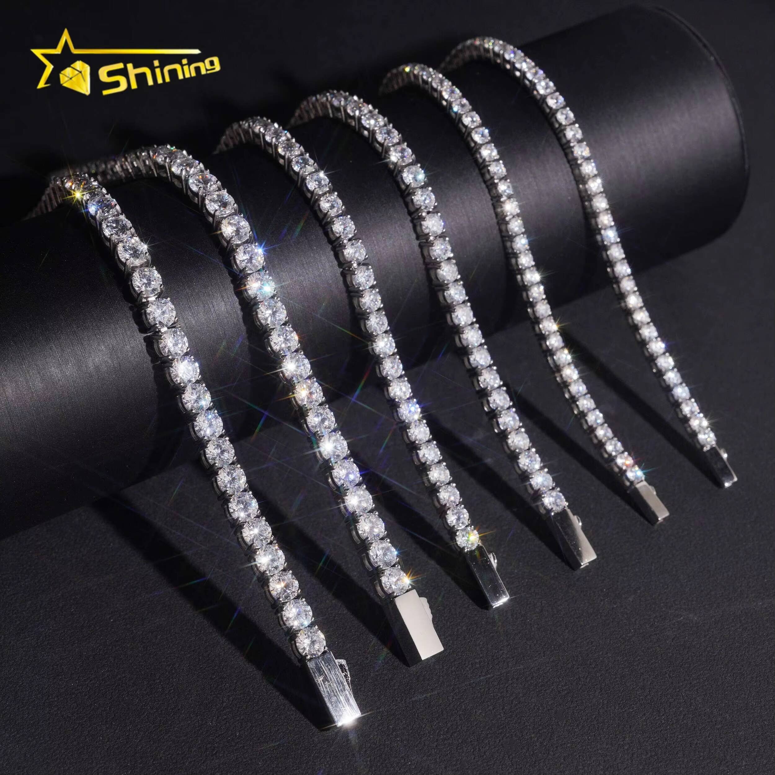 Fashion Jewelry Hip Hop Style 5A Moissanite Cuban Moissanite VVS 3mm 4mm 5mm 6mm Stainless Steel Tennis Chain