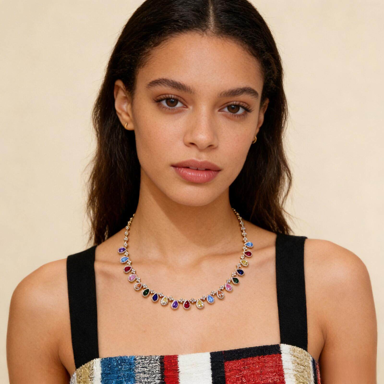 Necklace Colorful Necklace, Gold-Plated Necklace, Original Design, Luxurious Exquisite Necklace Women's Evening Clavicle Chain