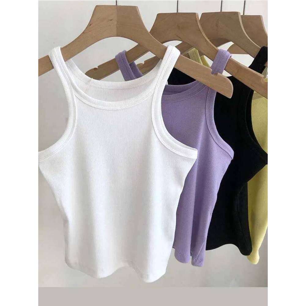 2024 Tank Tops Sexy Cropped Top Female Summer Camisole Camis Black White Sport Clothes For Women 26Y0209