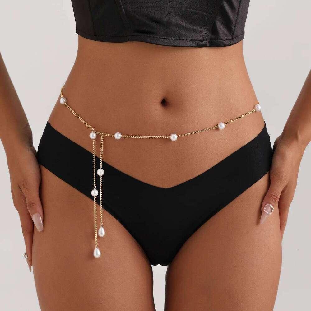 European American Fashion Trendy Minimalist Faux Pearl Waist For Women Personalized Elegant Versatile Body Chain Jewelry X260209