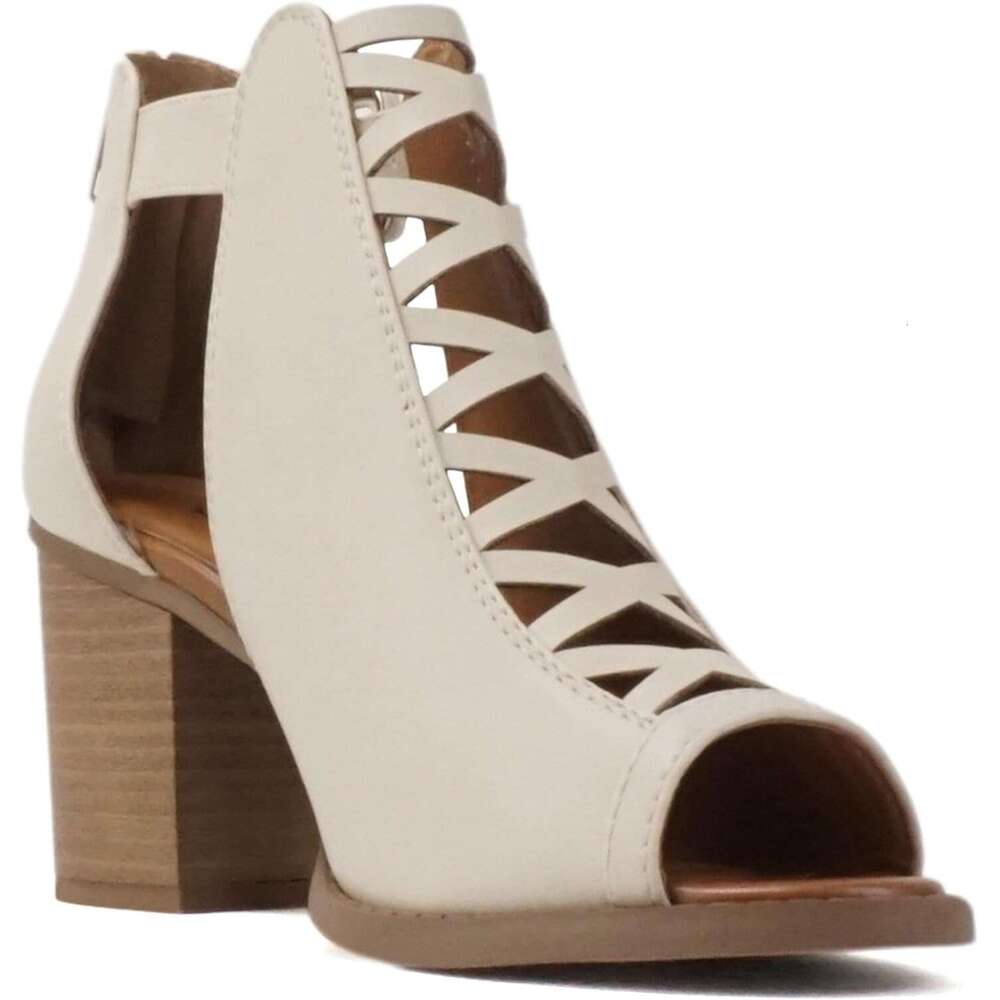 2026 Aran Women Open Toe Crisscross Straps Back Zipper High Heel Fashion Sandal With Adjustable Ankle Strap