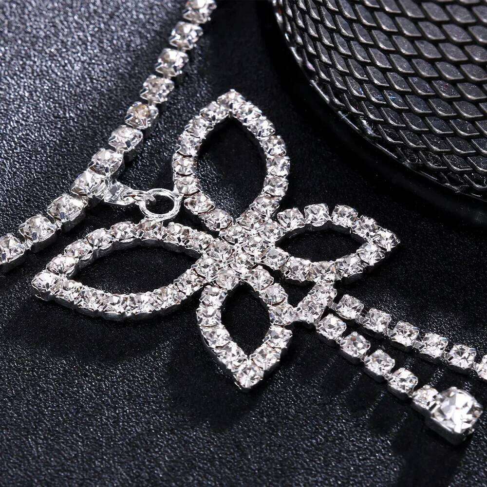 Stonefans Double Layer Rhinestone Butterfly Waist Chain Y2K Accessories Sexy Belly Bikini Body Chains Lingerie Jewelry for Women X260209