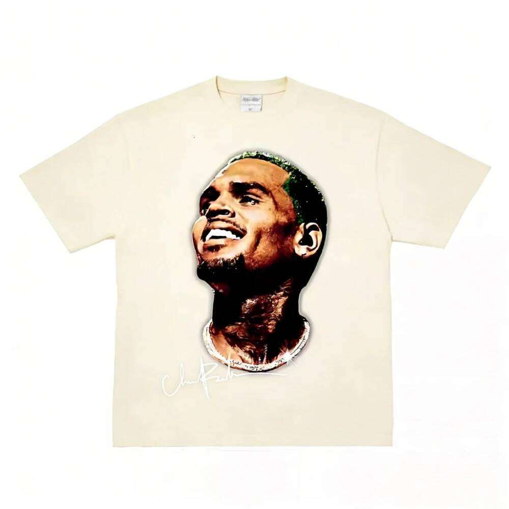 Chris Brown Green Hair Graphic T-Shirt Cotton Trendy R&B Style Unisex Crew Neck Streetwear spring Summer Casual Tees X260209