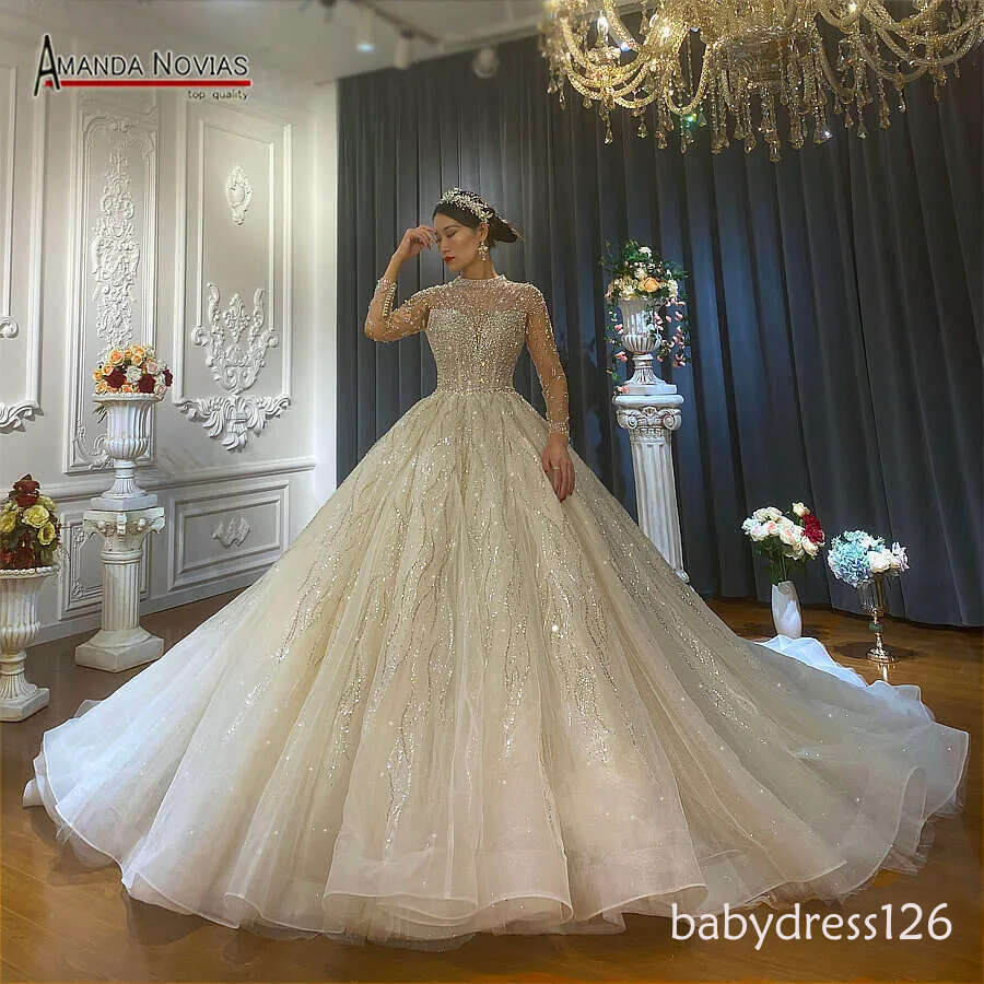 Quality Bridal dress Elegant High Necke With Long Sleeves Weddings