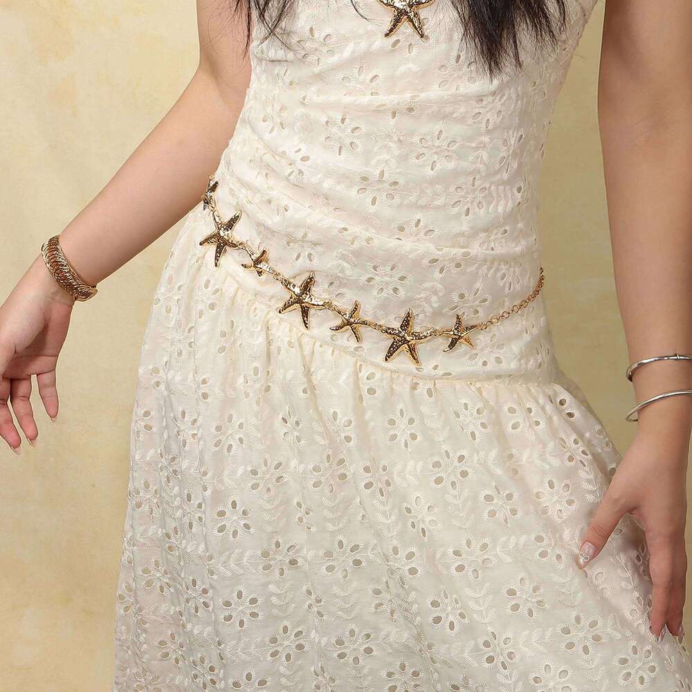 Ladies Metal Starfish Waist Summer Beach Body Sexy Fashion Decorative Dress Chain Accessory for Women X260209