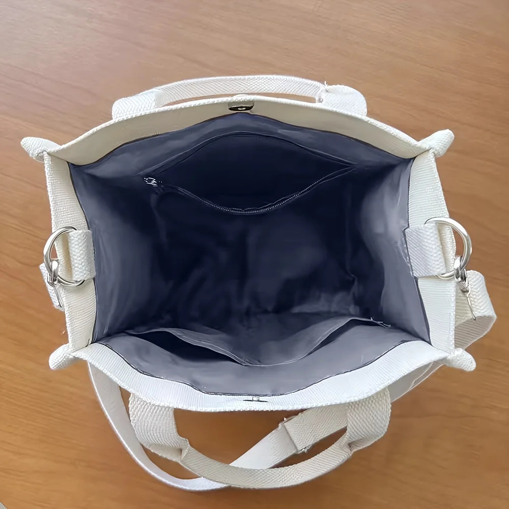 Small Canvas Tote Bag with Pockets Crossbody Bags for Women Cute Shoulder Purse Handbags Lunch Office Work 260208