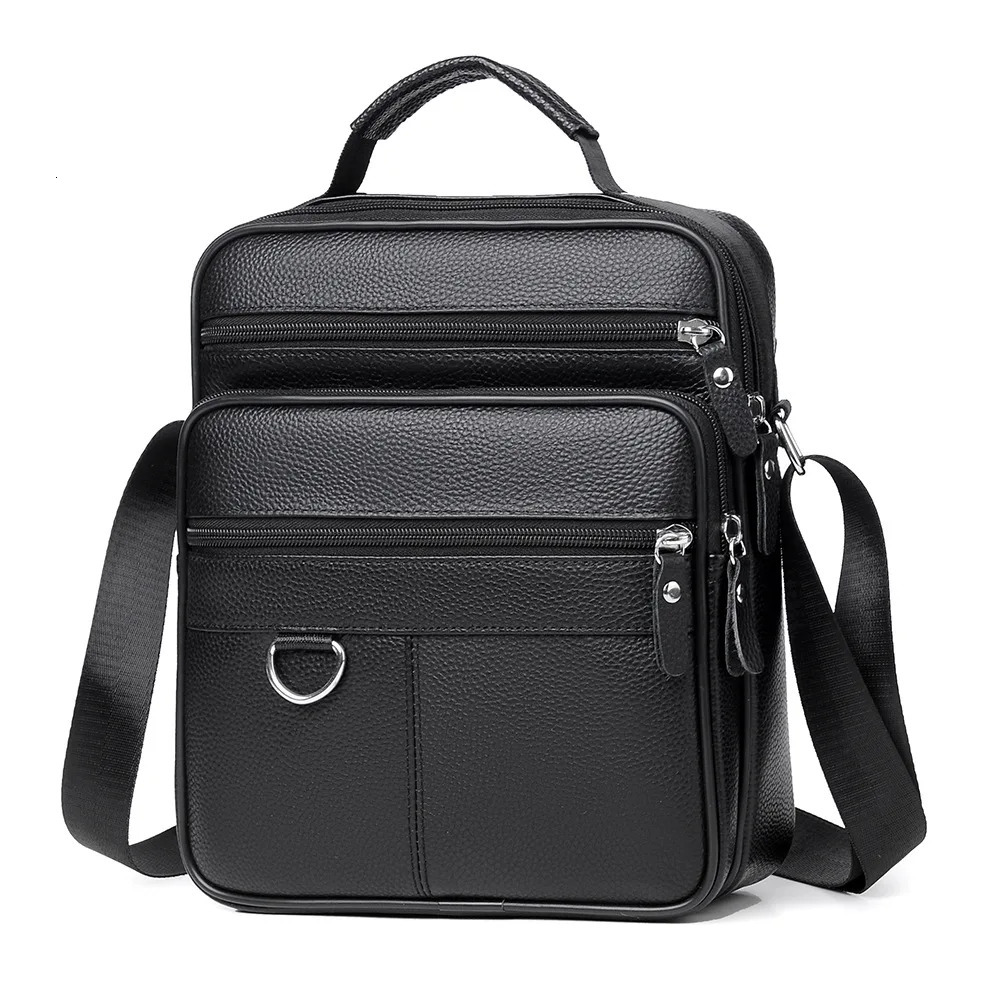Genuine Leather Mens Bag Men Business Shoulder Large Capacity Square Man Crossbody Bags High Quality Cowhide Handbag 260208