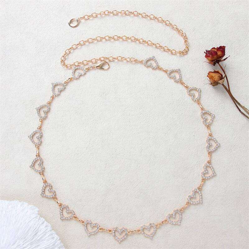 Fashion Rhinestone Heart Waist Chain Women Girls Adjustable Body Belt Belly Jewelry Tassel Design for Dresses Jeans X260209